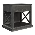 Rustic Wooden Nightstand With Single Drawer And X Shaped Side Panels 3d model