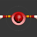 Firefighter Toy Figure With Red Uniform Yellow Stripes Red Helmet And Outstretched Arms