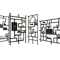 Modern Open Multi tier Shelving Unit With Metal Frame For Storage And 3d model