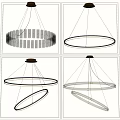 Modern Stylish Circular Ring Chandeliers Featuring Metallic Frame And LED Lighting 3d model