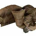 Jute Flour Bags Stacked And Scattered With Spilled Flour On Floor