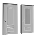 Modern White Interior Hinged Doors With Solid And Glass Panel Design 3d model