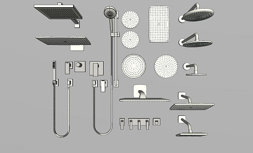 Modern Shower Hardware 3d model