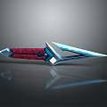 Modern Dagger With Red Diamond Pattern Handle And Blue Metallic Blade Sleek Design