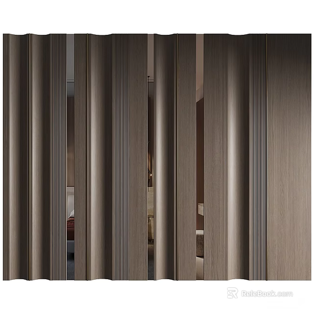 Modern Minimalist Background Wall With Vertical Wooden Slats And Textured 3D Design 3d model 