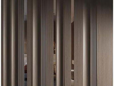 Modern Minimalist Background Wall With Vertical Wooden Slats And Textured 3D Design 3d model