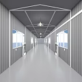 Modern Corridor With Gray Walls Windows Pendant Lights White Devices Sleek Floor