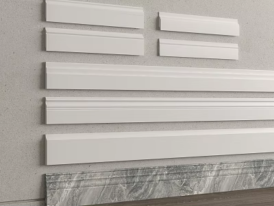 Various Styles Of White Decorative Lines For Interior Wall Decoration With Marble Base 3d model
