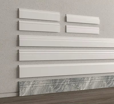 Various Styles Of White Decorative Lines For Interior Wall Decoration With Marble Base 3d model