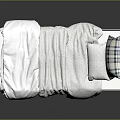 Pink Wooden Bed Frame For Bedroom With White Sheets And Plaid Pillow