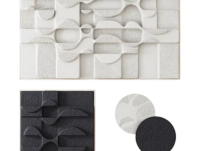 Contemporary Decorative Wall Panels with 3D Geometric Patterns and Black White Textures 3d model