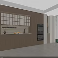 Modern Wooden Sideboard With Open Shelves Storage Cabinets And Decorative Countertop In Living Area