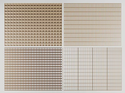 Modern Room Divider With Various Grid Patterns In Beige And Brown 3d model
