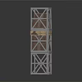 Industrial Metal Frame Structure With Vertical Cross Beams And Brown Panels