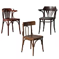 Garden Landscape Design Featuring Various Wooden Chairs With Armrests And Curved Legs