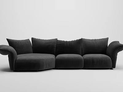 Modern Black Sofa Set With Plush Cushions And Streamlined Design 3d model