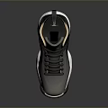 Black Gray High Top Sneakers With White Sole And Orange Logo