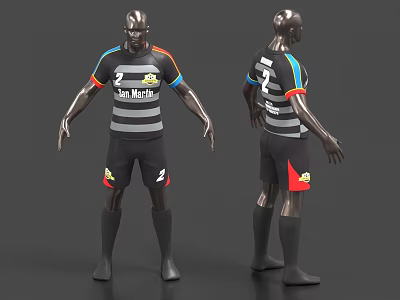 Sta Maria Number 2 Striped Sports Jersey With Colorful Details Front And Back View 3d model