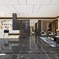 Luxurious Hotel Lobby Interior With Marble Floor Reception Desk And Sofa Area
