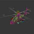 Highly Detailed Military Helicopter Model With Rotors In Motion And Weapon Systems