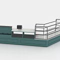 Food Display Cabinet With Green Body Glass Shelves And Countertop