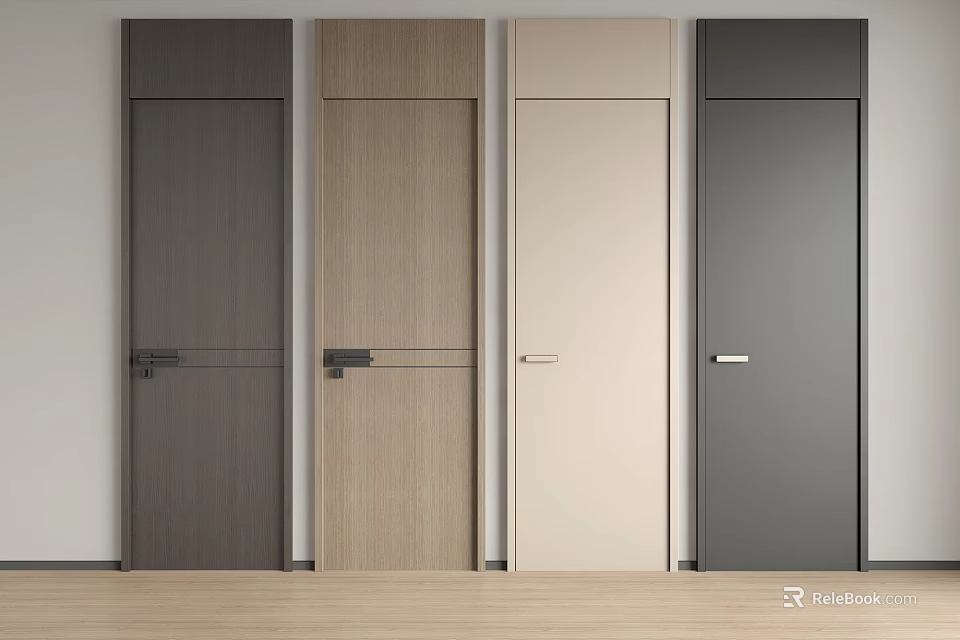 Modern Hinged Doors With Multiple Color Options And Wooden Finish For Interior 3d model 