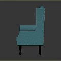 Blue Tufted Armchair With Studded Edges Red Polka Dot Pillow For Living Room