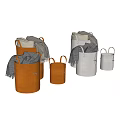 Modern Leather Storage Baskets with Handles in Three Sizes for Organizing Blankets 3d model