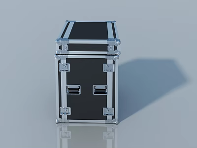 Black Swing Door Case With Silver Metal Frame And Secure Lock Design 3d model