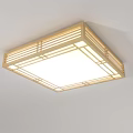 Modern Wooden Frame Ceiling Lights With Grid Design Rectangular And Round Shapes For Home Lighting 3d model