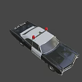 Vintage Black And White Police Car With Roof Lights And Classic Design