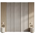 Modern Upholstered Bedroom Accent Wall with Light Gray Panel Wooden Frame and Wall Sconces