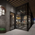 Modern Japanese Restaurant Exterior And Interior Design Featuring Glass Doors Wooden Ceiling And Sushi Bar
