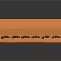 Orange Barn Style Building With Gabled Roof Double Door Small Windows And Porch Columns