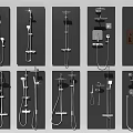 Various Shower System Designs Featuring Different Styles And Components For Bathroom Use 3d model