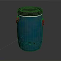 Blue Plastic Bucket With Black Lid And Handles For Washing Supplies Storage