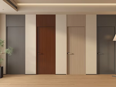 Flush Doors in Various Colors with Sleek Design for Modern Home Interior 3d model