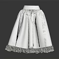Feminine White Skirt With Ruffled Hem And Delicate Lace Trim Design