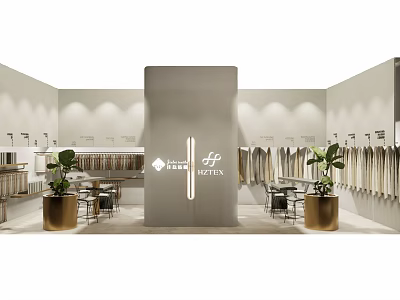 Elegant Clothing Store Interior With Open Sign Hanging Clothes And Green Plants 3d model