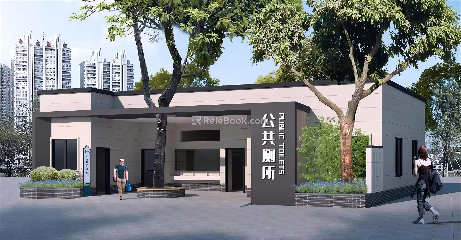 New Chinese Style Public Toilet Simple Public Toilet Restroom 3d model