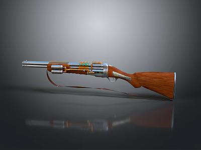 Vintage Rifle With Wooden Stock And Metal Barrel Classic Design Details 3d model