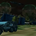 Cartoon Scene Featuring Rocky Cliff Flying Vehicle Dragon And Green Vegetation