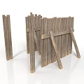 Wooden Garden Fence Made Of Planks With Support Legs For Outdoor Decor