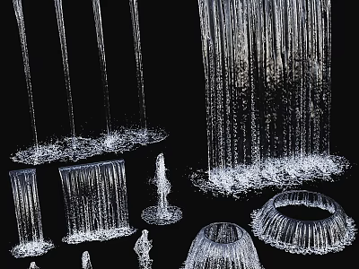 Decorative Water Feature Fountains With Water Curtains Circular Sprays And Vertical Streams 3d model