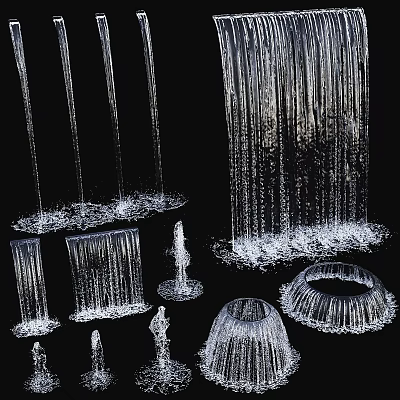 Decorative Water Feature Fountains With Water Curtains Circular Sprays And Vertical Streams 3d model