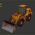 Yellow Construction Loader With Front Bucket And Large Black Tires 3d model