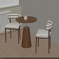 Accent Chairs With Round Wooden Table And White Mug By Window Blinds On Wooden Floor