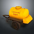 Yellow Fuel Tank Trailer Functional Vehicle Featuring Metal Structure And Wheels