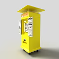 Yellow Mobile All in One Machine With Display Screen And Advertisement Posters 3d model