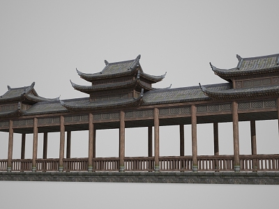 Ancient Architecture Chinese Corridor Palace Corridor 3d model